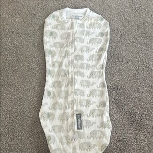 SwaddleMe White and Gray Sleep Sack with Elephant Design